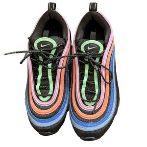 Nike AIR MAX 97 'MULTI-COLOR' #CW6028 001 Black/Electro Green/Fuchsia Glow Shoes